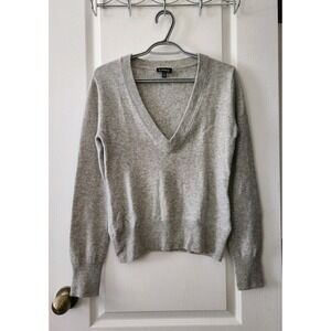 le Chateau‎ Women's 100% Cashmere Sweater V-Neck Long Sleeve Gray Size S
